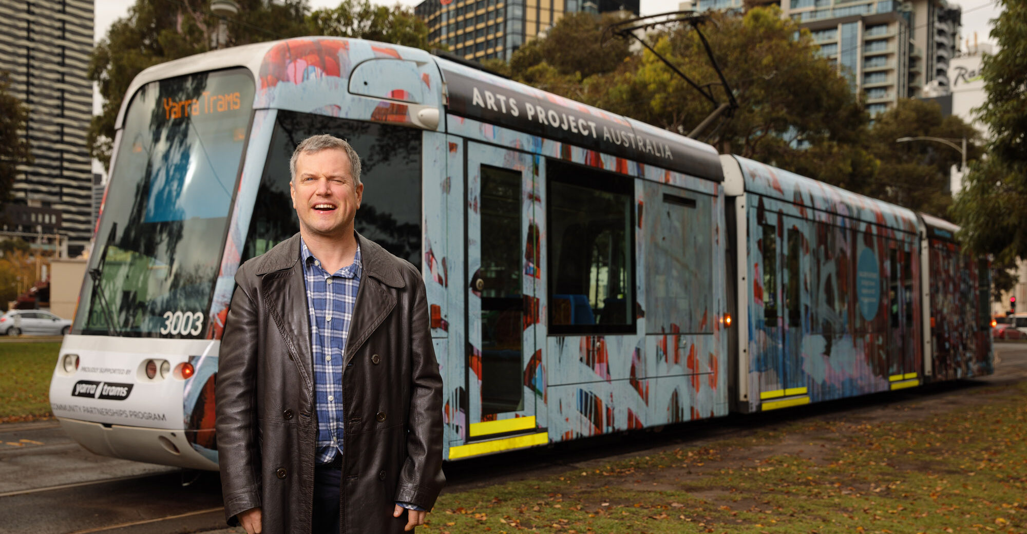 Warren O'Brien with his Art Tram