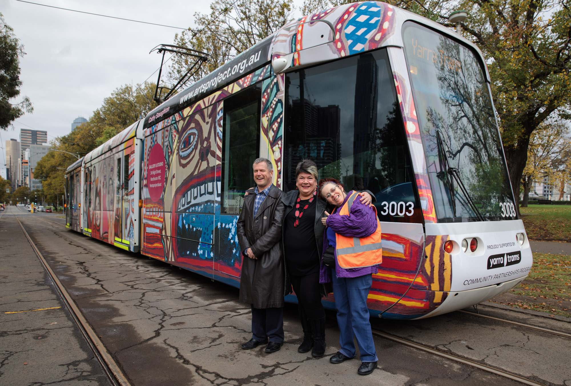 Cathy Sue and Warren with the APA art tram