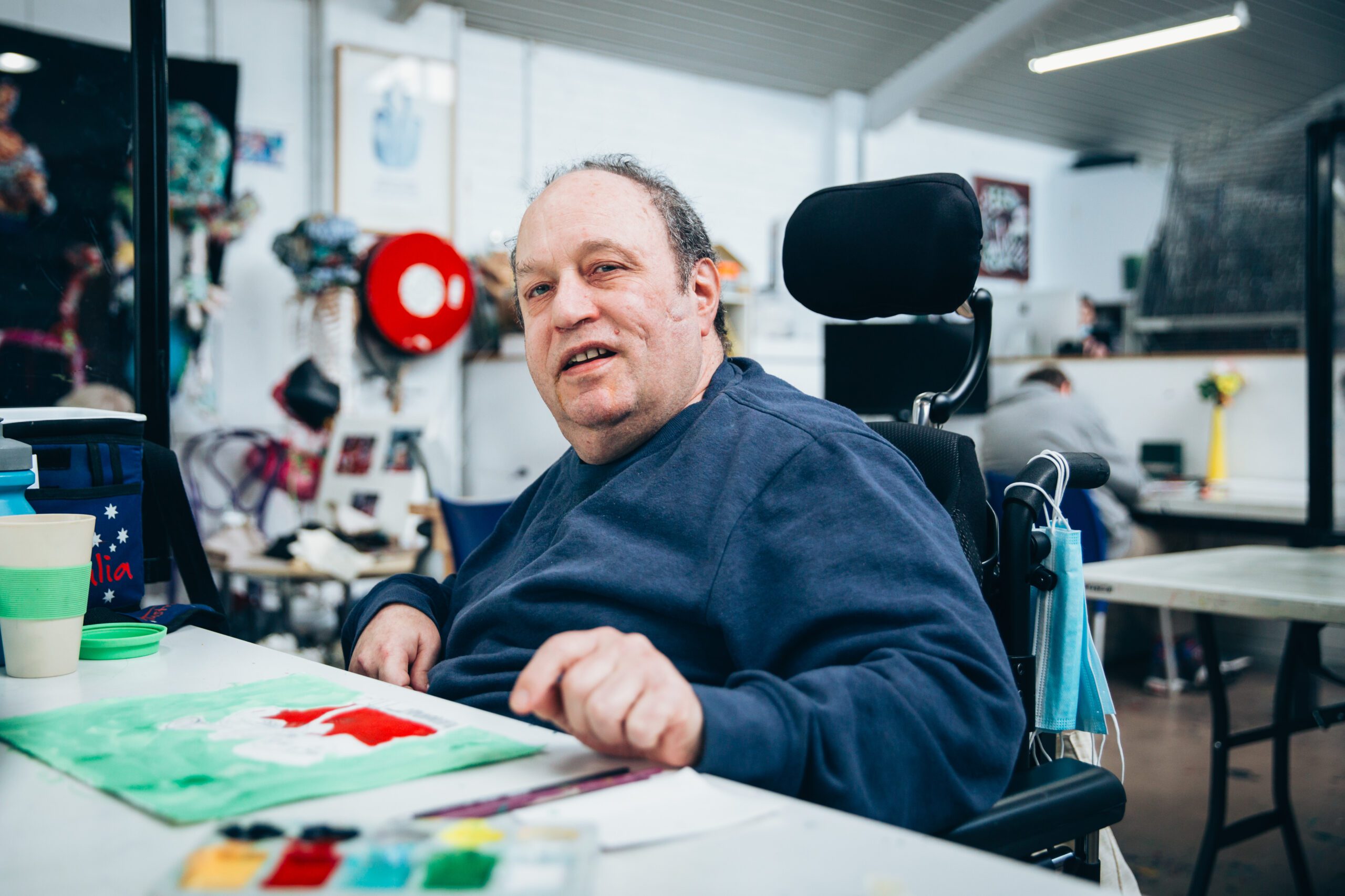 Steven Ajzenberg in Arts Project Australia's studio