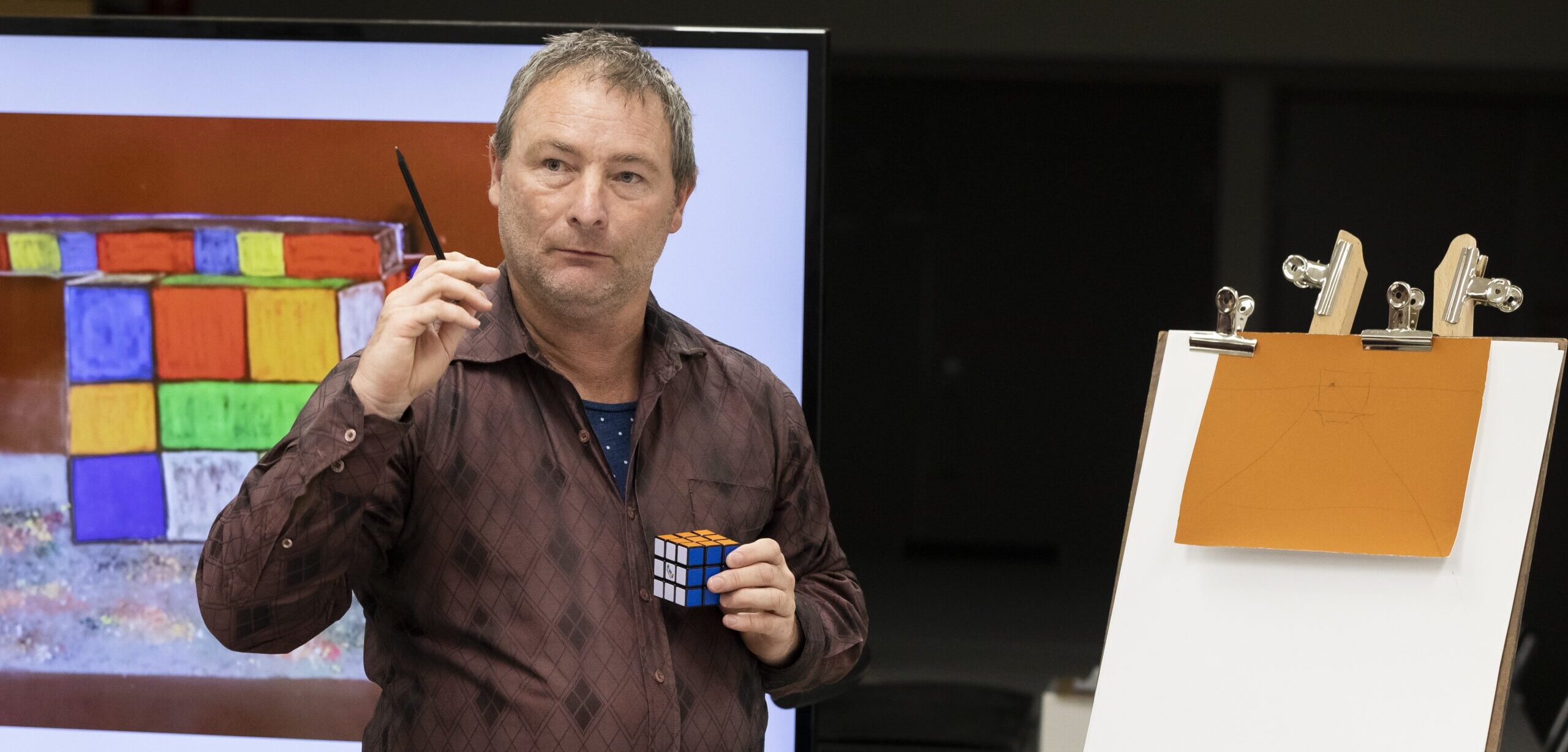 Artist Christian Hansen running a workshop at the National Gallery of Victoria for Melbourne Now 2023, image credit Tobias Titz