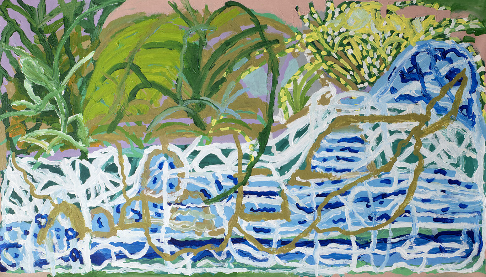 An abstract painting of a landscape by Arts Project Australia artist Georgia Szmerling.