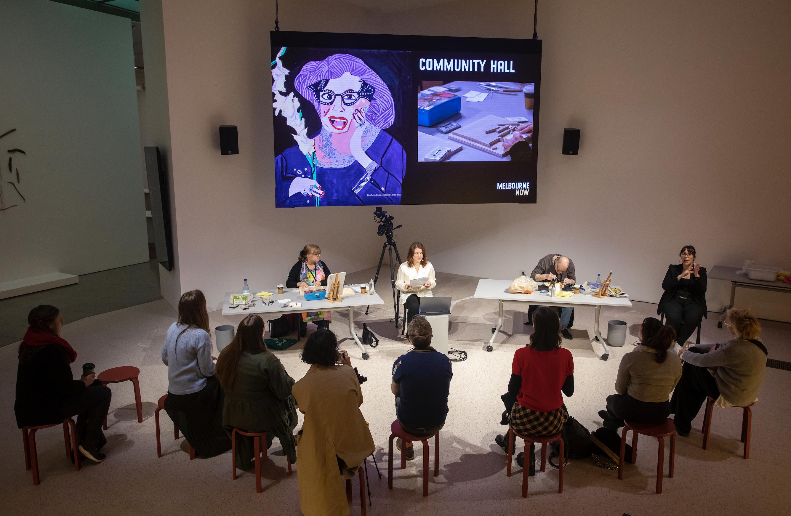 APA x NGV Takeover Day, Lisa Reid and Alan Constable live ceramic demonstration, credit Tobias Titz (2023)