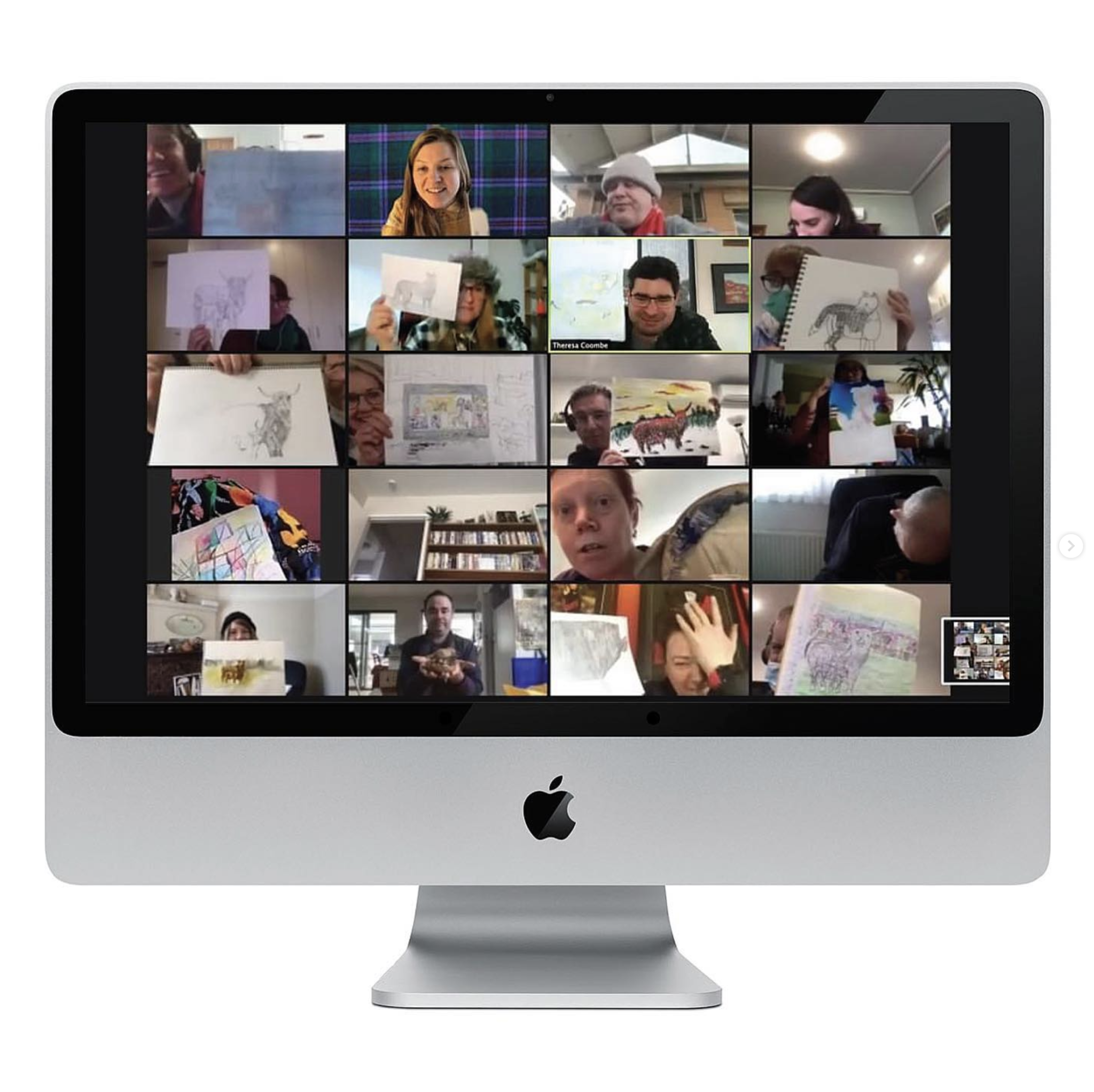 Screenshot of Arts Project Australia Online program artists during a session