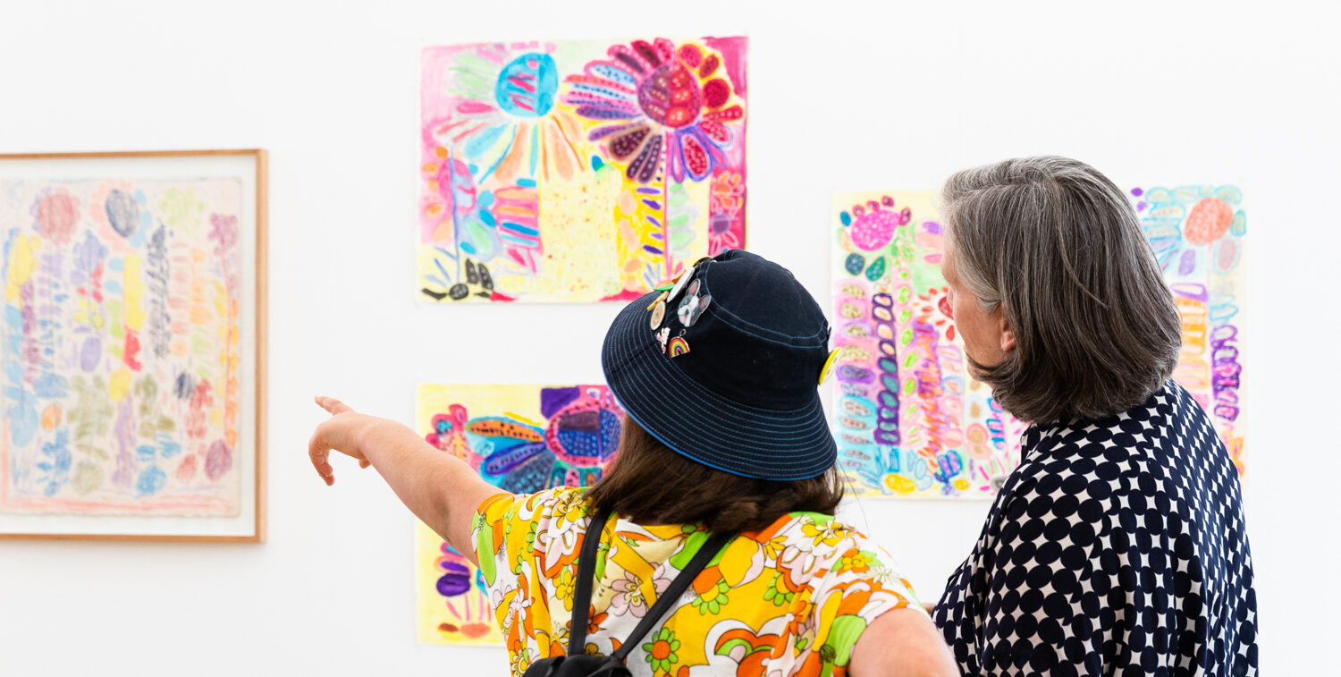 Art gallery visitors at Arts Project Australia Plant Life Exhibition 2022