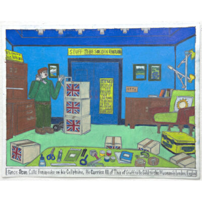 Since Stan Calls Ben speaks on his Cellphone, He Carries All of This Stuff to be Sold to the Museum in London, England