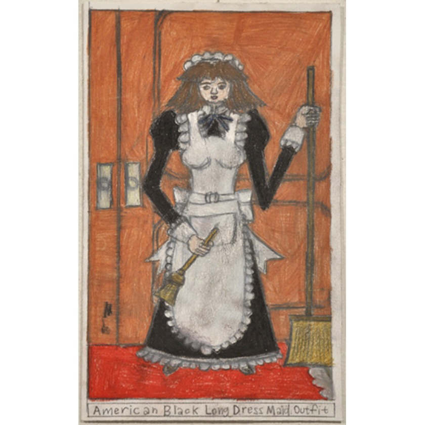 American Black Long Dress Maid Outfit