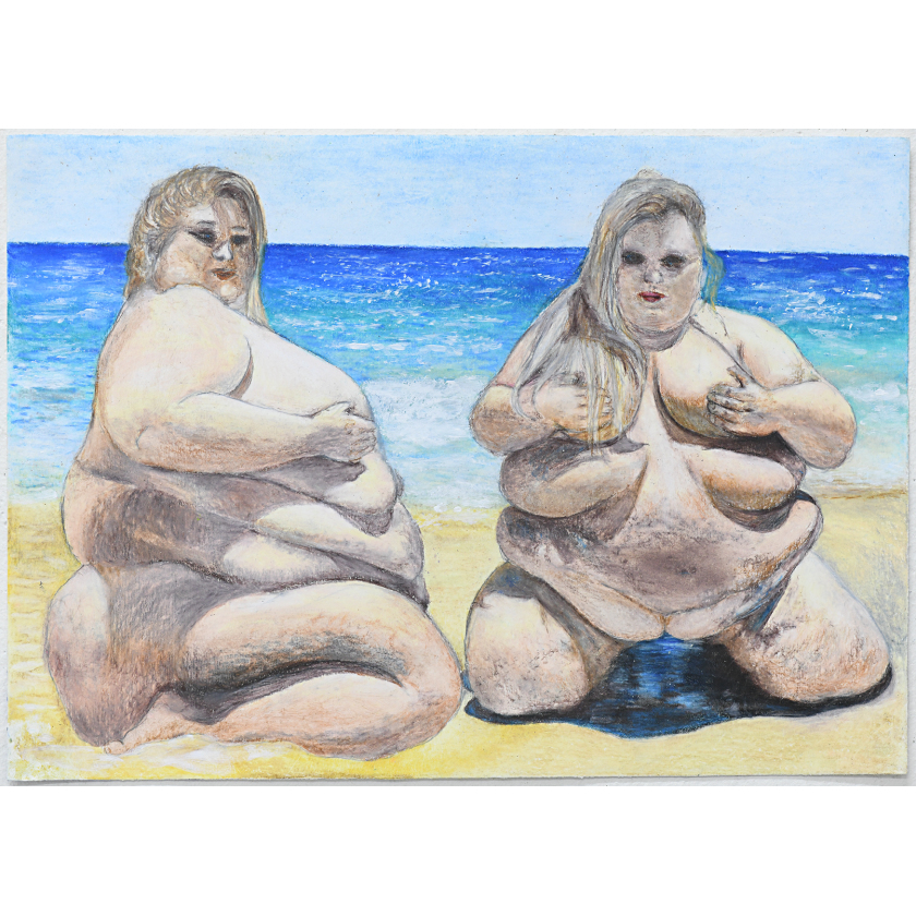 Girls with blue Ocean in Background