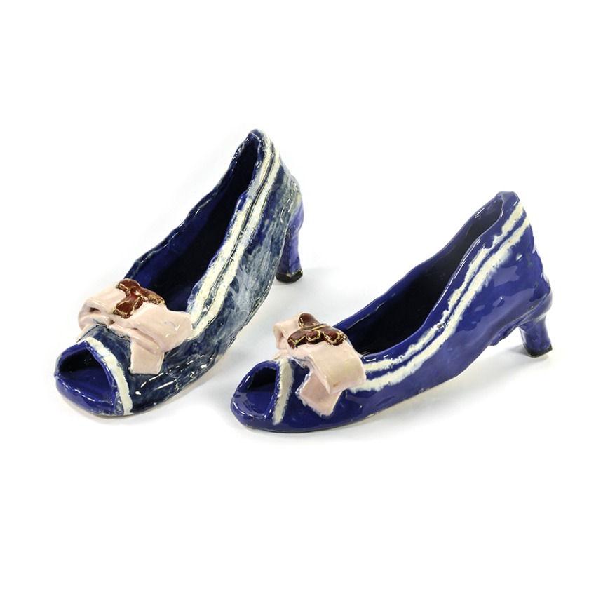 Navy blue high heel shoes