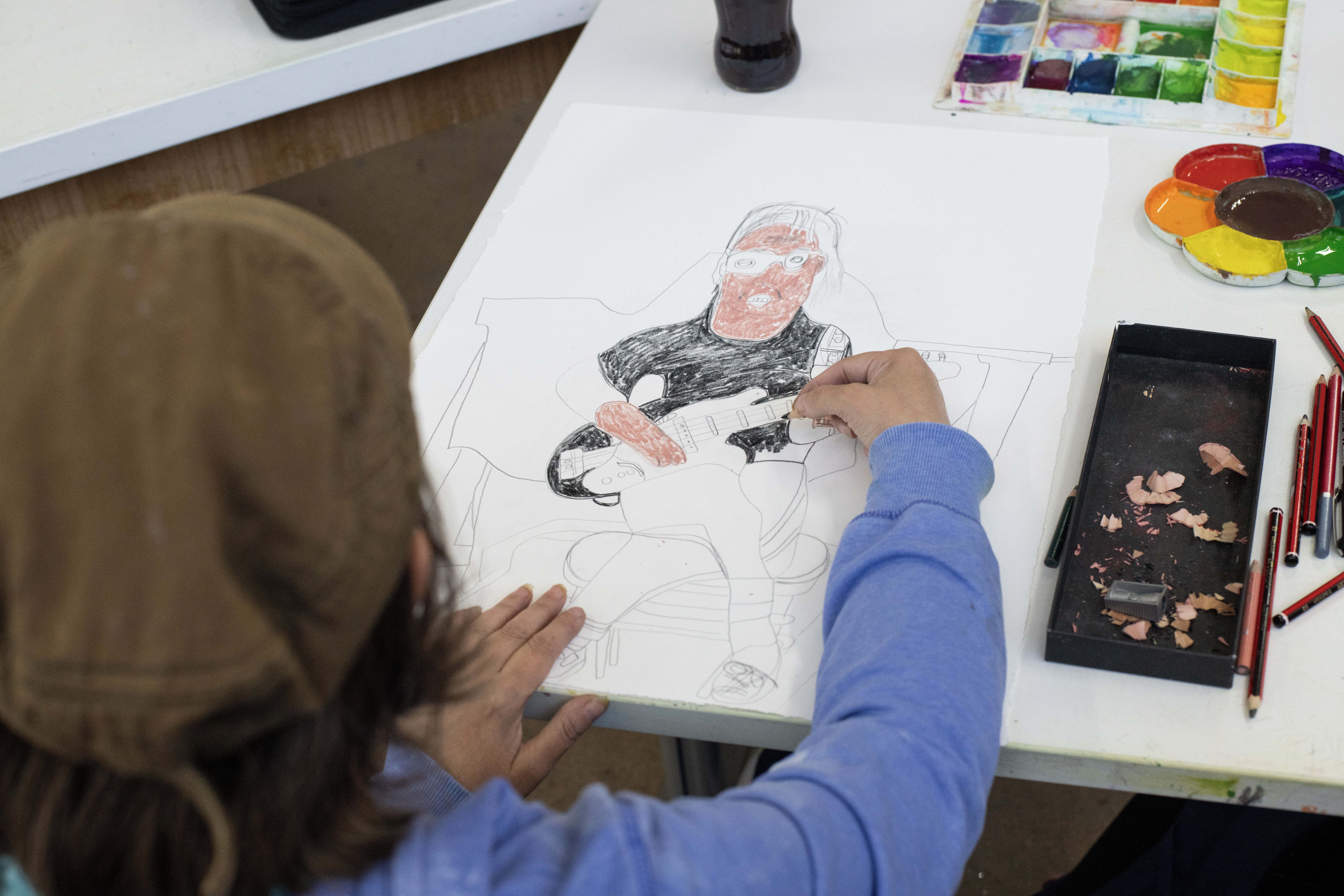 APA artist Samantha Ashdown drawing Janet English.