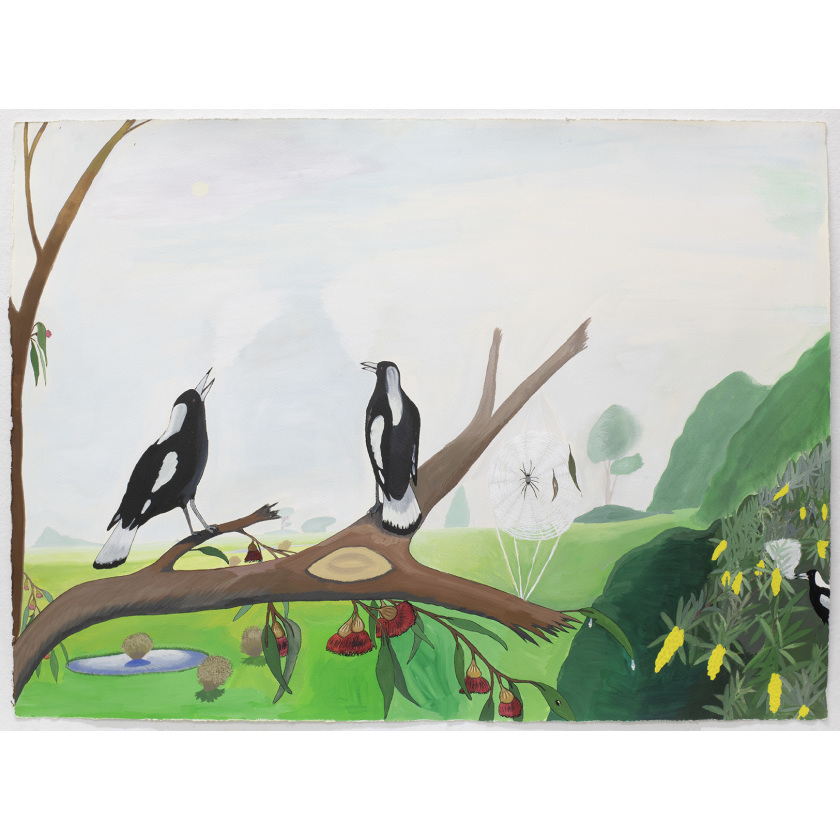 Magpies in the Morning Mist